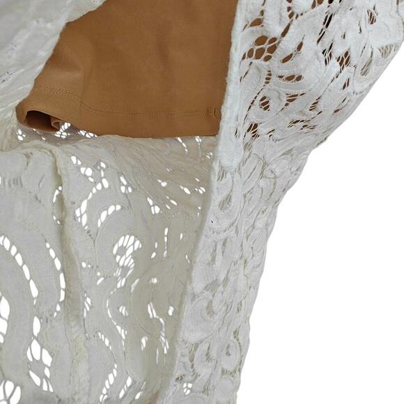 Misha Collection Rosie Lace Overlay Sheath Dress Size Small Ivory & Nude Stretch - Picture 9 of 14